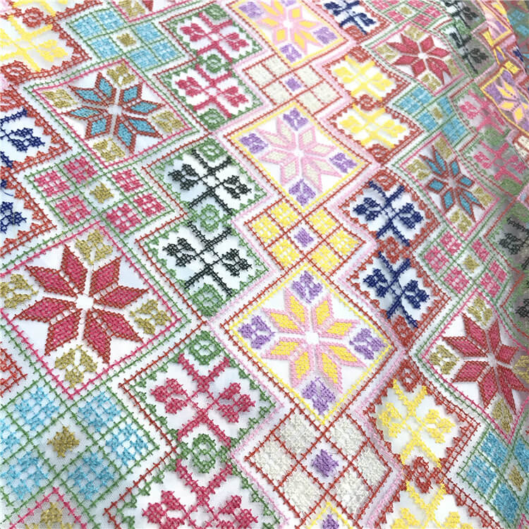 Embroidered Fabric Cross Stitch Dress Polyester for Women's Wear Whole 4